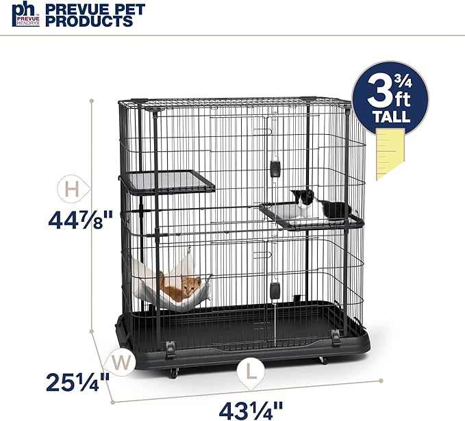 Prevue Pet Products Deluxe Cat Home With 3 Levels, Black , 39 LBS