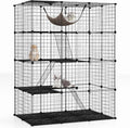 PETSITE 4-Tier Cat Cages Indoor, Metal Wire Cat Enclosure with Extra Large Hammock, 3 Ladders, and 4 Lockable Doors, Detachable Indoor Cat Catio Kennel for 1-4 Cats Kitten, Anti-toppling Kits Included