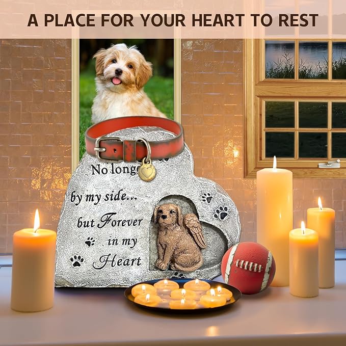 Dog Memorial Headstone, Pet Memorial Stone Sympathy Gift Outdoor Grave Marker Garden Stone Statue Dog Tombstone Comfort Gift