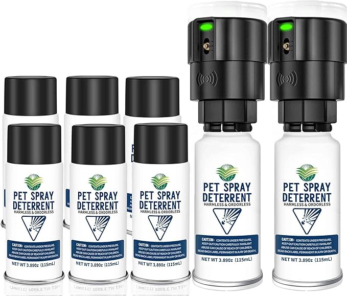 Cat Spray Deterrent System [2 Pack] Pet Deterrent Device Refill 6 Pack