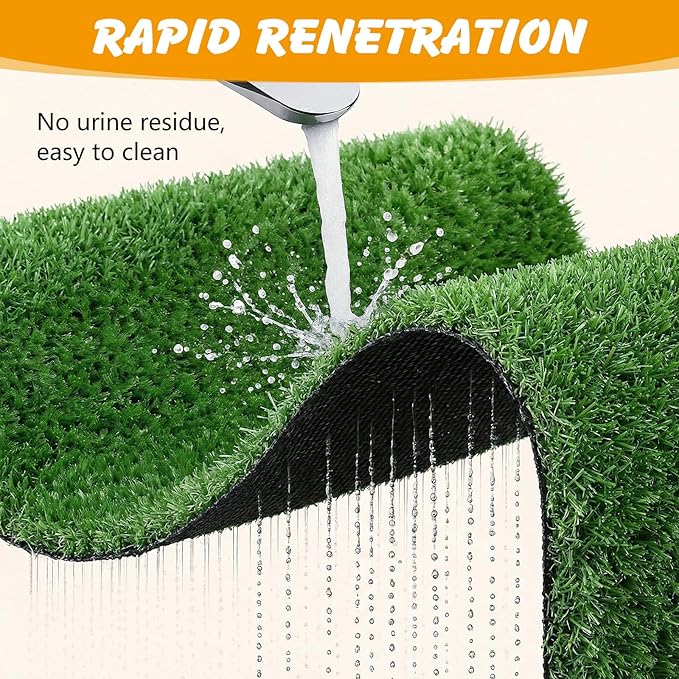 Dog Grass Pad with Tray,30x20 in Dogs Potty Tray with 2-Pack Upgraded Replacement Artificial Grass,Dog Litter Box for Pet Training,Indoor Portable Pottys Pet Toilet