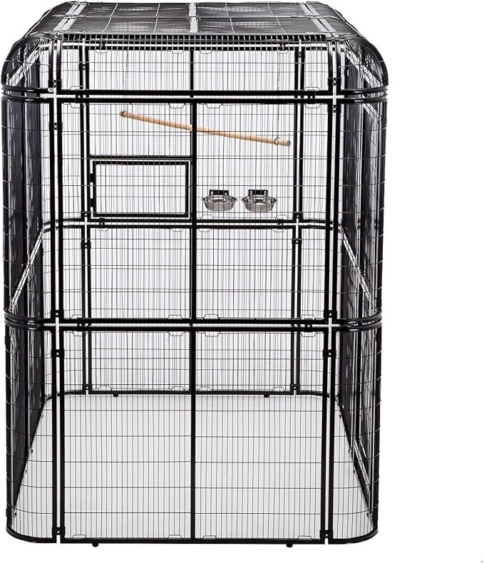 Large Walk-in Cages Heavy Duty Bird Cage Outdoor Aviary Parrot Macaw Conure Lovebird Pet House Finch Parakeet Cockatiel Macare Birdcages Black