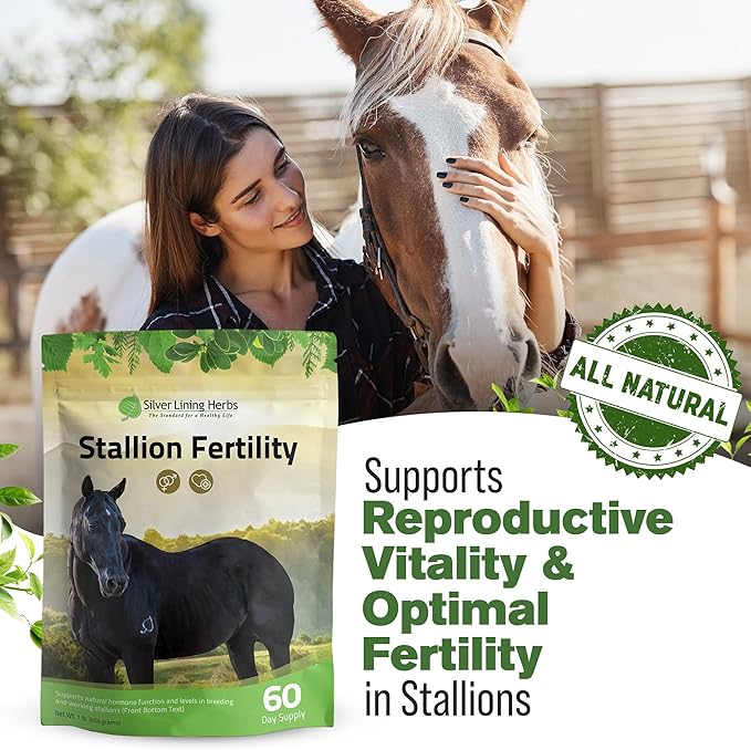 Silver Lining Herbs Stallion Fertility Supplements a Natural Libido & Energy Horse Supplement for Male Horses Help Keeps Stallions in Top Breeding Condition - Equine Herbal Horse Supplements - 1 lb