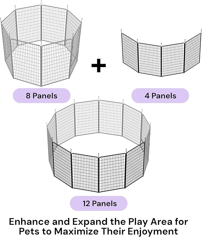 SunsGrove Dog Playpen Outdoor, Heavy Duty 45 Inch 4 Panels Play Pen for Large Dogs, Free and Safe Play Dog Fence, Black