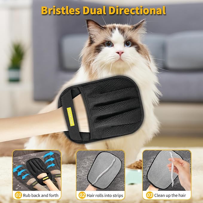 Pet Hair Removal Glove for Cats & Dogs, Upgraded Five-Finger Electrostatic Pet Hair Gloves, Reusable Magic Brush Pet Hair Remover Tool for Couch, Carpet, Car Seat(1 PCS)