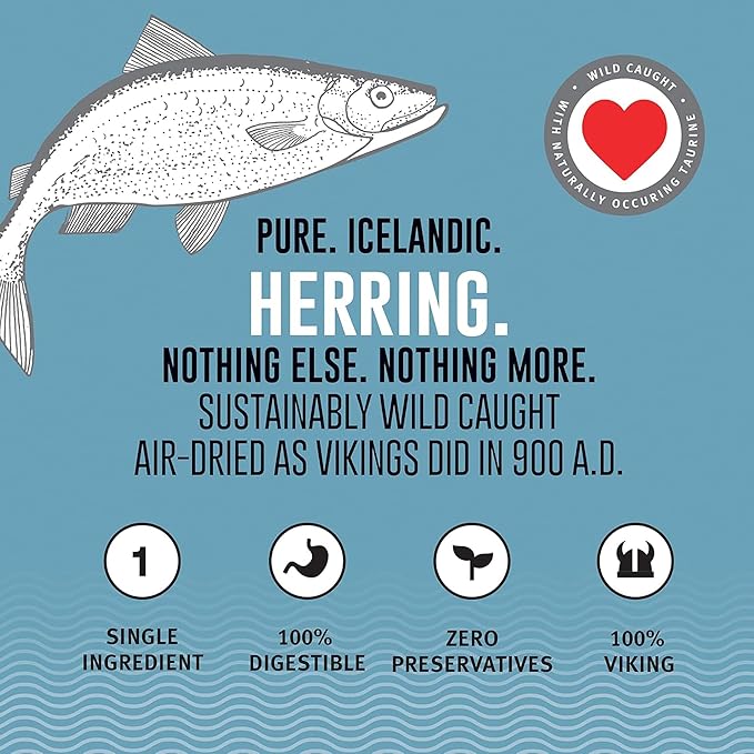 Icelandic+ Whole Fish Herring - 1oz Bag - Cat Treats, Pure Wild-Caught & Air-Dried Pet Chew, Single Ingredient Snack, Just The Fish Nothing Else
