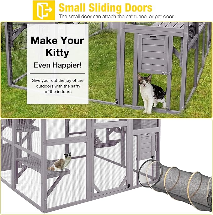 Aivituvin Catio Large Walk in Outdoor Cat Enclosure with Removable Back Door for Window and Pet Door Connection 55" D