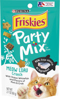 Purina Friskies Party Mix Cat Treats, Meow Luau Crunch with Ocean Whitefish, Crunchy Cat Treats Made for Adult Cats, 2.1 Ounce Resealable Pouch (Pack of 1)