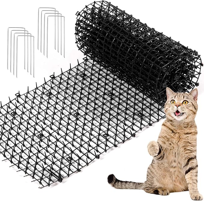 Zopeal 13ft Cat Repellent Mat with 12 Ground Stakes 12 Zip Ties, Spikes Deterrent Mat Keep Dog Off Couch for Indoor Outdoor Keep Pet Off Yard Garden