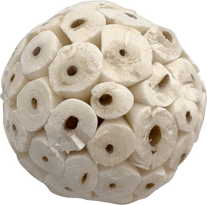 5106 Small Sola Bird Balls Pk12 - Handmade wooden bird foot toys, Formed from air dried pieces of sola wood, Lightweight, Easily breaks apart, Shredding fun, Great for small and med size birds
