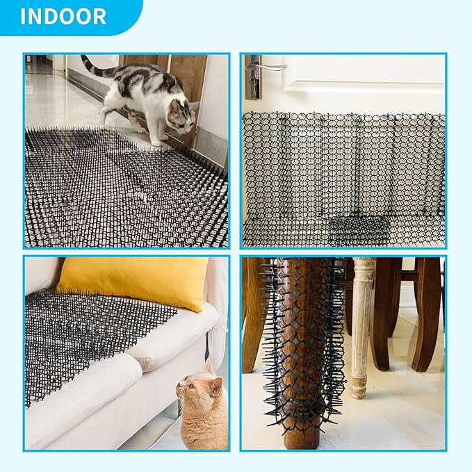 16 x 13 Inch Cat Scat Mat with Spikes, Deterrent Mat for Cats and Dogs Digging Stopper Repellent Spike Mat, 8 Pack