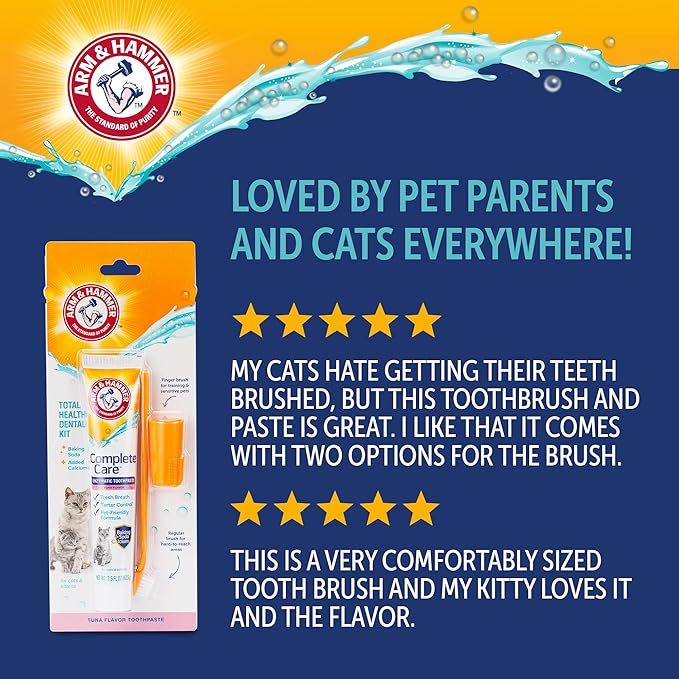 Arm & Hammer Complete Care Dog Dental Kit, Tuna Flavor Enzymatic Dog Toothpaste, Toothbrush, & Finger Brush, Baking Soda + Calcium, Enhanced Formula, 2.5oz