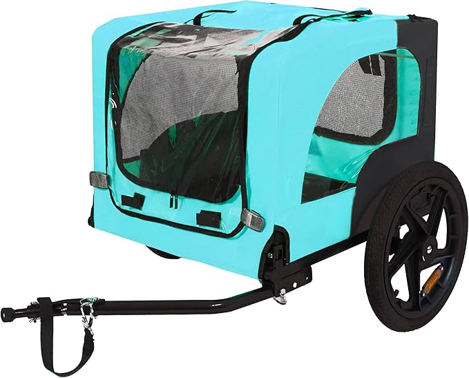 Heavy Duty Dog Bike Trailer with 16" All-Terrain Wheels & Universal Hitch, Foldable Pet/Cargo Carrier for Bicycles, Camping, Hiking