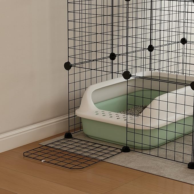 PawHut Cat Cage Indoor, DIY 4 Tier Cat Enclosure with Hammock, 3 x 3 x 4 Detachable Wire Cat Kennel with Ramps, Jumping Platforms, Doors, for 1-3 Cats, 41" L x 41" W x 55" H, Black