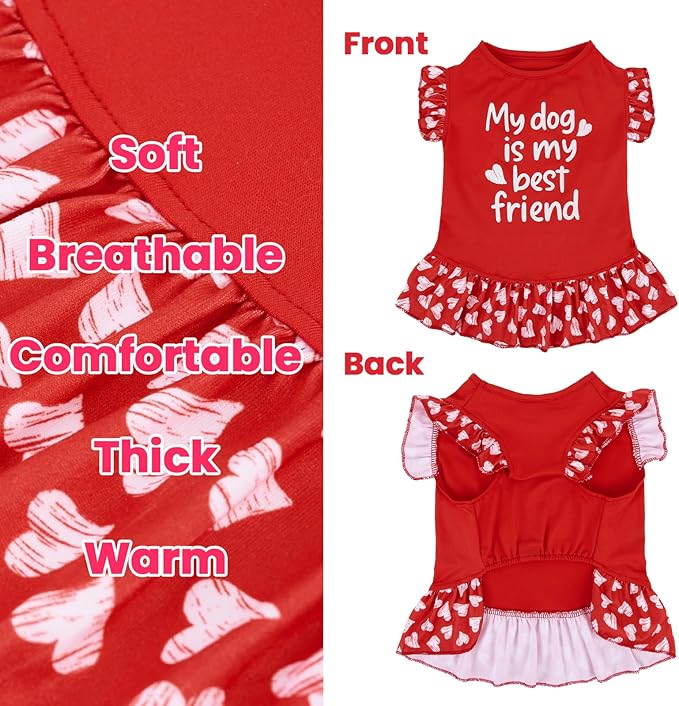 XPUDAC 4 Pack Cute Dog Dress for Small Dog, Floral Pet Clothes Sweet Girl Puppy Dress Colorful for Birthday Holiday Spring Summer Pet Outfits Skirt for Girls, L