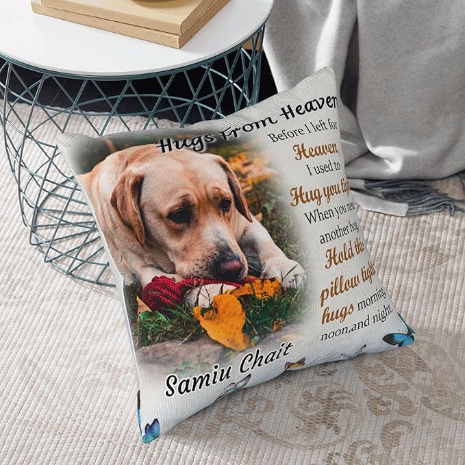 Funnylife Personalized Pet Memorial Throw Pillow with Photo Pet Memorial Gifts for Dogs Cats Loss of Dog Sympathy Gift Dog Bereavement Remembrance Picture Pillow