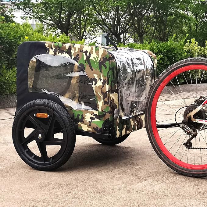 2-in-1 Dog Bike Trailer & Pet Carrier with Quick-Release Wheels, Foldable Steel Frame & Non-Slip Floor, 88 lbs Capacity for Medium/Small Dogs, Compatible with 20"-29" Bicycles