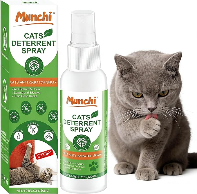 MUNCHI Cat Scratch Deterrent Spray – Natural Indoor & Outdoor Repellent, Furniture Protection, Prevent Scratching, Digging & Chewing