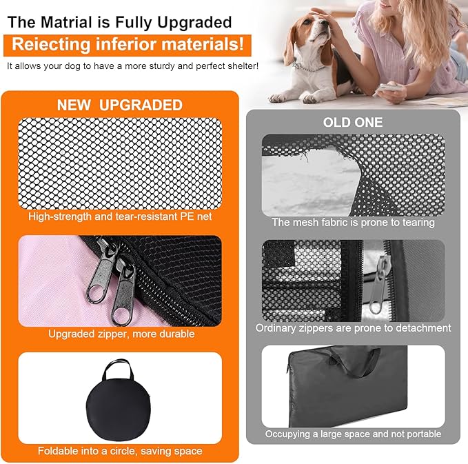 Dog Cat Playpen,Portable Pet Puppy Playpen,Rabbit Puppy Dog Play Pen for Indoors,Dogs Tent for Indoor Cats,Kitten Playpen,Collapsible Small Cats Crate Cage for Small Dogs with Carrying Case(Pink, M)