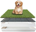 Dog Grass Pad with Tray 18.5x23in, Dog Litter Box for Puppy Potty Training, Indoor Pet Toilet Washable Artificial Grass Pad Holder for Balcony