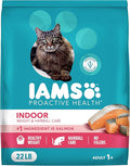 IAMS Proactive Health Dry Cat Food, Indoor Weight and Hairball Care Cat Food Dry Recipe, with Salmon, 22 lb. Bag