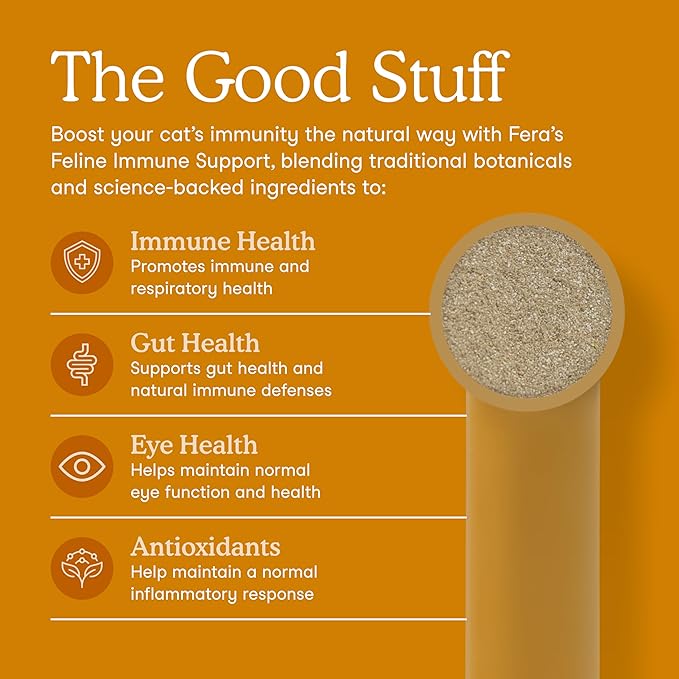 Fera Pets Lysine Powder for Cats - Immune Support Supplement with Quercetin & Postbiotics - Promotes Respiratory Health & Normal Inflammatory Response - Helps Maintain Normal Eye Health - 60 Scoops