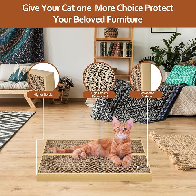 HappyFreeSX Splicing Cat Scratch Pad: Cat Scratchers for Indoor Cats and Kitten, 2 Pack Cat Scratching Pad, Cat Scratcher Cardboard, Scratching Pad, Premium Scratch from Cats, Double-Sided Design