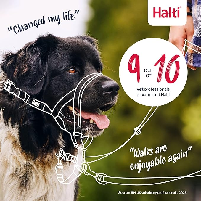 Halti Headcollar - Stop Your Dog Pulling on the Leash. Adjustable, Reflective and Lightweight, with Padded Nose Band. Dog Training Anti-Pull Collar for Medium Dogs (Size 3, Red)
