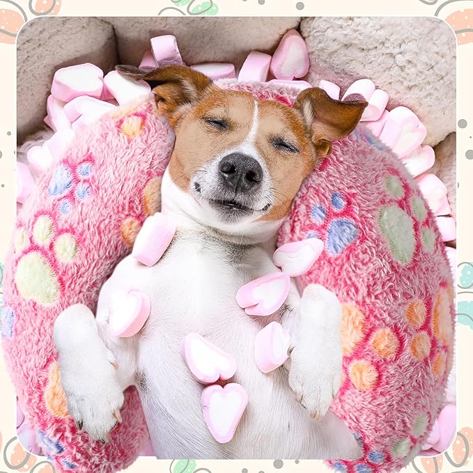 Sweetude 4 Pcs Pillows for Cats Puppy Bed Fluffy Pet Calming Soft Gifts Half Donut U Shaped Pet Neck Pillow Training Joint Relief Cervical Protection(Paw,Large)