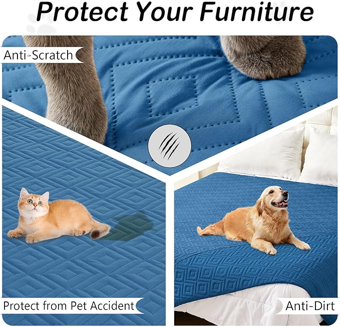 hyha Waterproof Dog Blanket, Soft Dog Bed Cover Pet Blankets, Waterproof Sofa Couch Cover for Dogs Washable, Reversible Pet Couch Covers for Sofa Furniture (30x70 Inch, Navy Blue/Navy Blue)