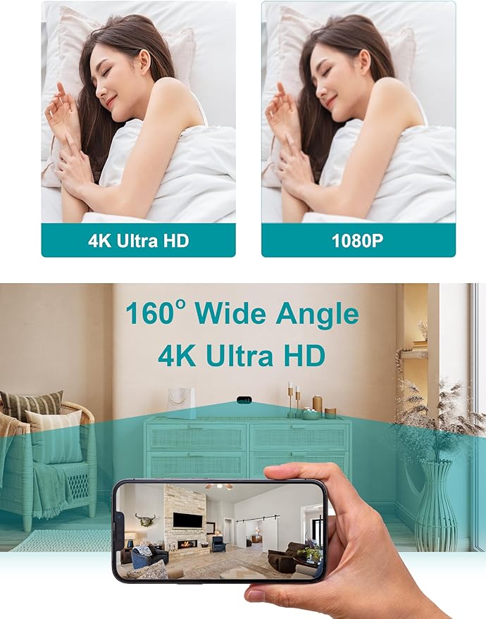 160° Wide Angle 4K HD Charger Camera Not Support 5G WiFi