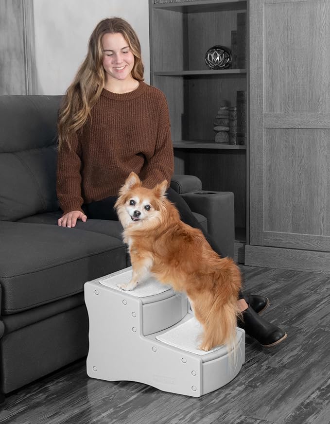 Pet Gear Easy Step II Pet Stairs, 2 Step for Cats/Dogs up to 75-pounds, Portable, Removable Washable Carpet Tread, No Tools Required, Available in 4 Colors