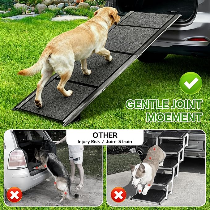 Dog Ramp for Car 67''x 17'', Dog Car Ramp, Folding Large Dog Ramp for Stairs, Pet Ramp Up to 300LBS, Keep from Sliding, 5s Installation, Dog Stairs for Truck SUV Truck LKW Side Door Back Seat