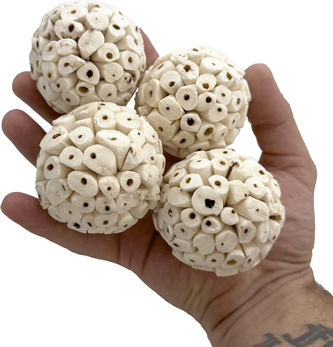 8001 Pk4 Small Sola Balls - Handcrafted Bird Toy & Cage Accessories for Parakeet, Parrot, Cockatiel, Conure - 2.4 Inch Lightweight Foraging Chew Parts - Breaks Apart, Lightweight, Easy top chew
