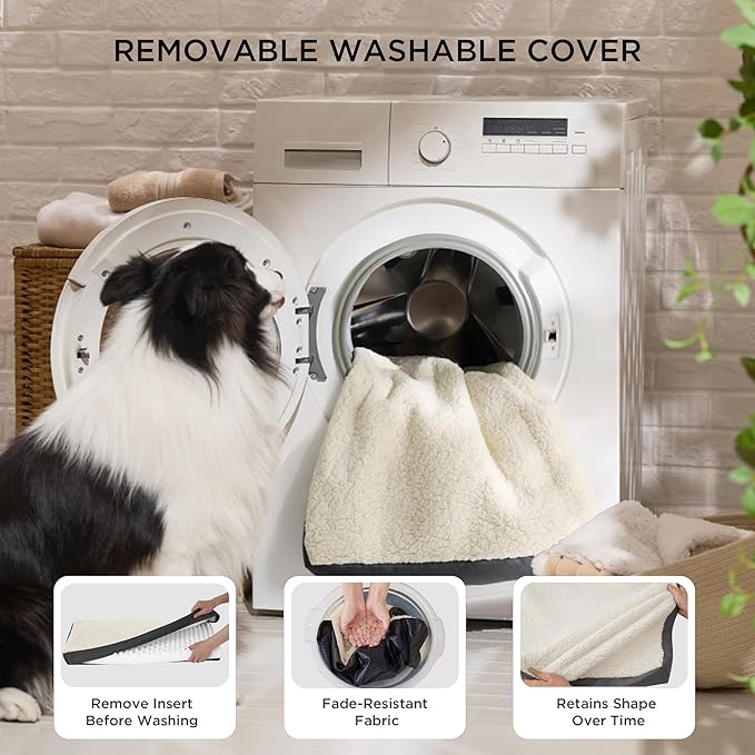 Bedsure Dog Beds Large Sized Dog - Comfy Flat Pet Beds with Removable Washable Cover, Orthopedic Egg Crate Foam Puppy Mat, Suitable for Pet Up to 65 lbs