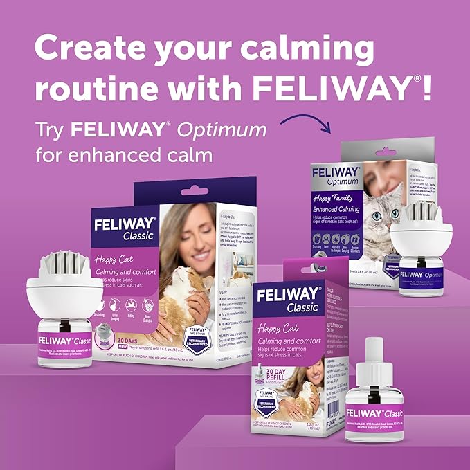 FELIWAY® Classic 3 x 30 Day Cat Calming Refills for Pheromone Diffuser, 3 x 48ml Value Pack - Helps Reduce Common Signs of Stress in Cats & Kittens, Enhanced Calming
