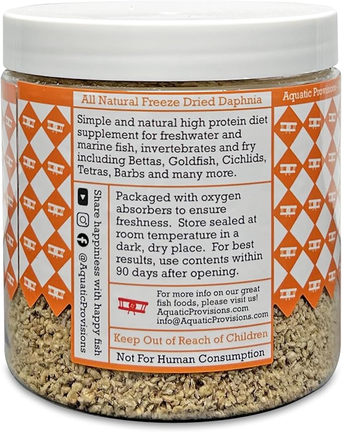 Freeze Dried Daphnia 1 oz, Fish Food for Freshwater and Marine Aquarium Fish, Invertebrates, and Fry