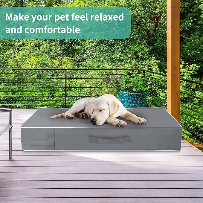 COSHNIBI Dog Bed Covers Replacement Washable,Waterproof Dog Bed Cover with Zip and Carry Handle for Dog/Cat 48''Lx36''Wx4''H-Grey