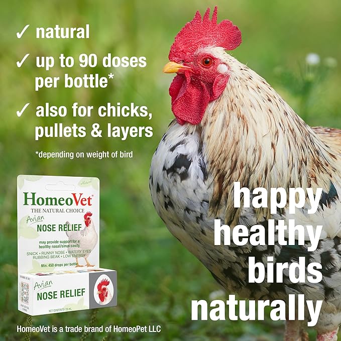 HomeoPet Avian Nose Relief, Safe and Natural Bird and Chicken Supplement, 15 Milliliters