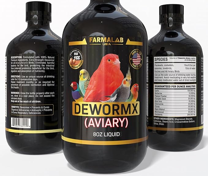 DEWORMX Liquid Extra Strength 60ml Budgies, Parakeet, Finches, Lovebirds Small Caged Birds DEWORMX Liquid Extra Strength 60ml para periquitos, cacatillos, cotorras, Canarios, guacamayos, Quakers