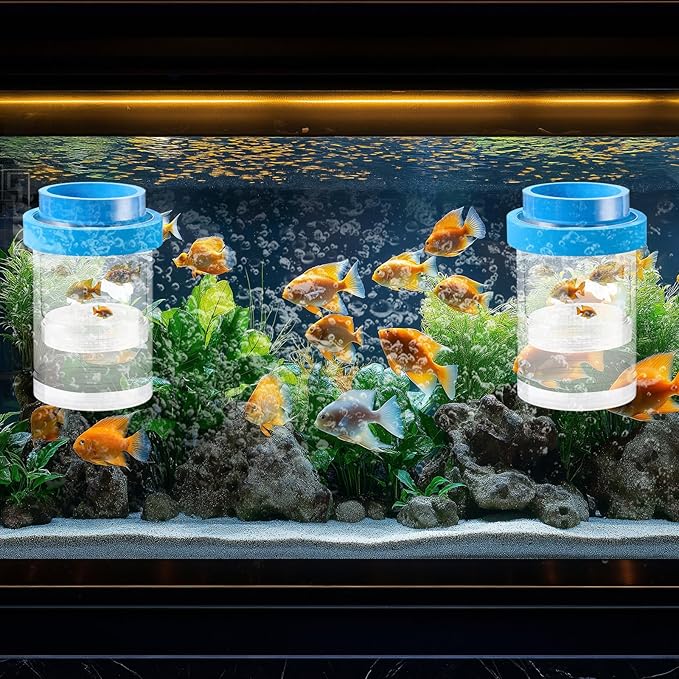 2 Pcs Breeder Box for Fish Tank Aquarium Breeder Separation Net Breeding Box with Suction Cup for Small Fish Shrimp Clownfish Guppy(Blue,M)