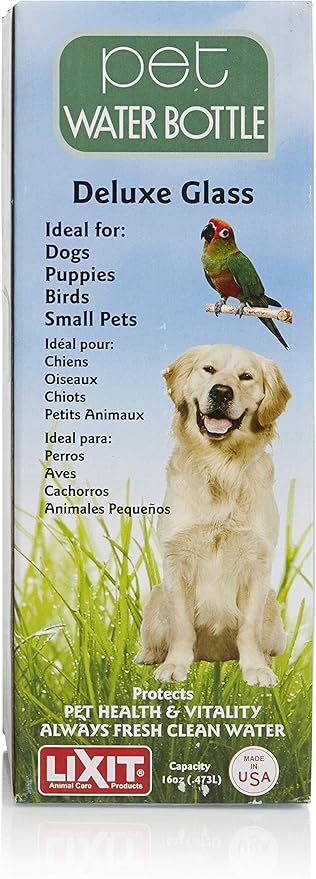Lixit Heavy Duty Deluxe Glass Water Bottles for Birds, Dogs and Small Animals. (32oz Large Tube)