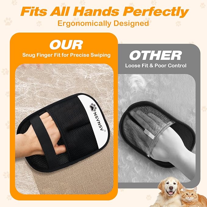 Pet Hair Remover Glove, Electrostatic Pet Hair Remover Glove for Cats Dogs, Reusable Magic Brush Pet Hair Remover for Bed, Clothing, Couch, Carpet, Car Seat