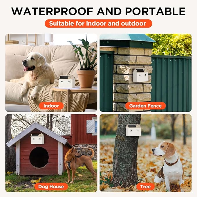 Ultrasonic Dog Bark Deterrent Devices,Anti Barking Device,Dog Barking Silencer Up to 50 FT,3 Modes,Solar and USB Dual Charging Function,Indoor Outdoor for Dogs Training & Behavior Aids,Beige