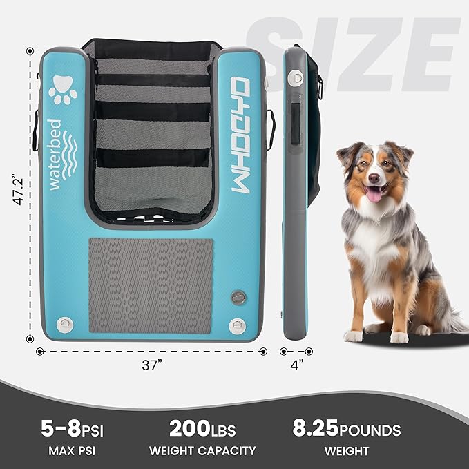 Inflatable Pup Plank Dog Float Floating Ramp Ladder for Pools Boats Docks Dog On Water Ladder Steps for Swimming Pets Up to 200 Pounds Water Bed for Human,Send Frisbee