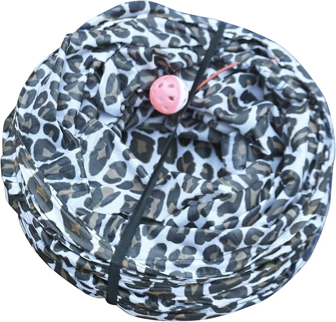 Feline Ruff 3 Way Cat Tunnel. Extra Large 12 Inch Diameter and Extra Long. A Big Collapsible Play Toy. Wide Pet Tunnel Tube for Rabbits, Kittens, Large Cats, and Dogs (Animal Print)