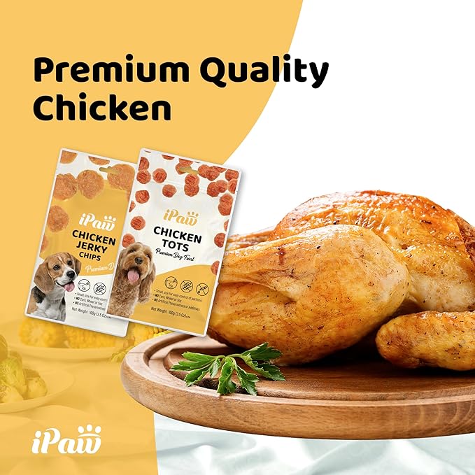 iPaw 2 Saver Combo Chicken Chips Dog Treats for Puppy Training, All Natural Human Grade Dog Treat, Hypoallergenic, Easy to Digest (Chicken Chips), 2 Packs