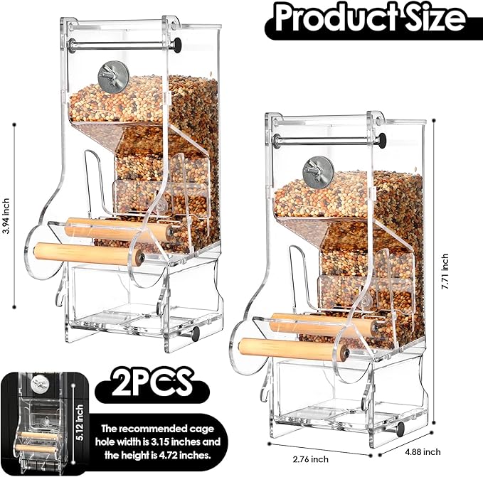 Hosukko 2PCS No Mess Bird Feeder, Transparent Acrylic, Reducing Waste, Suitable for Small Birds