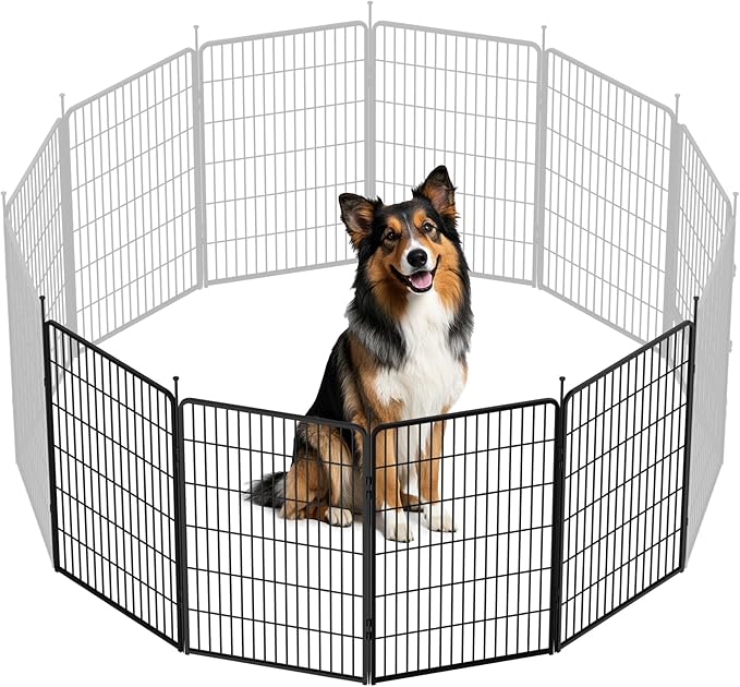 SunsGrove Dog Playpen Outdoor, Heavy Duty 45 Inch 4 Panels Play Pen for Large Dogs, Free and Safe Play Dog Fence, Black