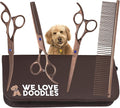 Dog Grooming Scissors Kit - Best Tools for Goldendoodles & Poodles - Straight, Curved & Thinning Shears - Professional Grade Stainless Steel, 4 Pc Set [We Love Doodles]